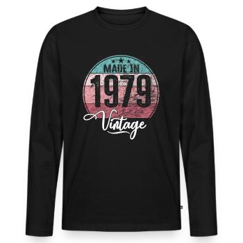 Vintage Made in 1979 Year of birth 1979 Birthday - Men's Premium Organic Long Sleeve Shirt - black - Front - Nico (187cm)