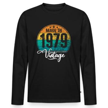 Vintage Made in 1979 Year of birth 1979 Birthday - Men's Premium Organic Long Sleeve Shirt - black - Front - Nico (187cm)