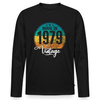 Vintage Made in 1979 Geburtsjahr 1979 Geburtstag - Männer Premium Bio Langarmshirt - Schwarz - Vorne - Nico (187cm)