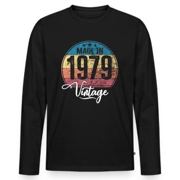 Vintage Made in 1979 Geburtsjahr 1979 Geburtstag - Männer Premium Bio Langarmshirt - Schwarz - Vorne - Nico (187cm)