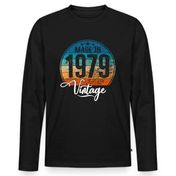 Vintage Made in 1979 Year of birth 1979 Birthday - Men's Premium Organic Long Sleeve Shirt - black - Front - Nico (187cm)