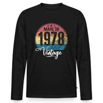 Millésime Fabriqué en 1978 Année de naissance 1978 Anniversaire - T-shirt manches longues Premium bio Homme - noir - Devant - Nico (187cm)