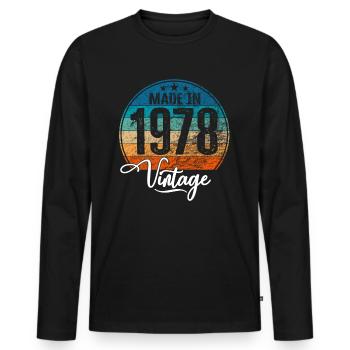 Millésime Fabriqué en 1978 Année de naissance 1978 Anniversaire - T-shirt manches longues Premium bio Homme - noir - Devant - Nico (187cm)