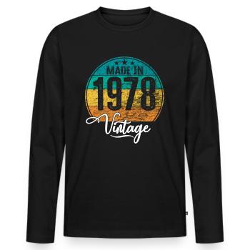 Vintage Fabriqué en 1978 Année de naissance 1978 Anniversaire - T-shirt manches longues Premium bio Homme - noir - Devant - Nico (187cm)