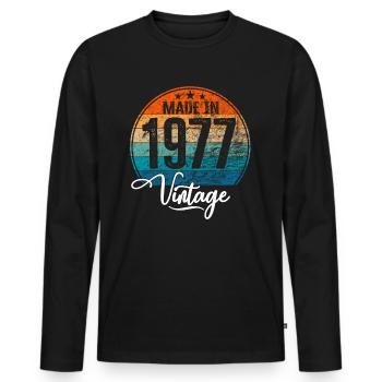 Vintage Fabriqué en 1977 Année de naissance 1977 Anniversaire - T-shirt manches longues Premium bio Homme - noir - Devant - Nico (187cm)