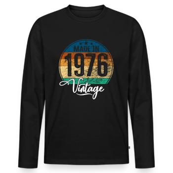 Vintage Made in 1976 Year of birth 1976 Birthday - Men's Premium Organic Long Sleeve Shirt - black - Front - Nico (187cm)