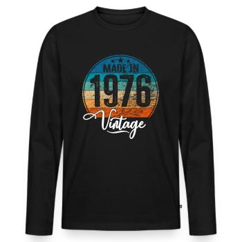 Vintage Made in 1976 Year of birth 1976 Birthday - Men's Premium Organic Long Sleeve Shirt - black - Front - Nico (187cm)