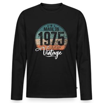 Vintage Made in 1975 Geburtsjahr 1975 Geburtstag - Männer Premium Bio Langarmshirt - Schwarz - Vorne - Nico (187cm)