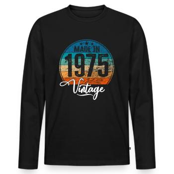 Vintage Made in 1975 Geburtsjahr 1975 Geburtstag - Männer Premium Bio Langarmshirt - Schwarz - Vorne - Nico (187cm)