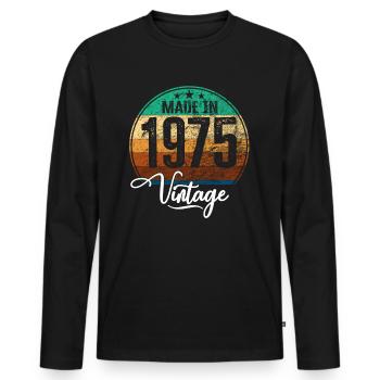 Vintage Made in 1975 Geburtsjahr 1975 Geburtstag - Männer Premium Bio Langarmshirt - Schwarz - Vorne - Nico (187cm)