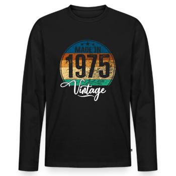 Vintage Made in 1975 Geburtsjahr 1975 Geburtstag - Männer Premium Bio Langarmshirt - Schwarz - Vorne - Nico (187cm)