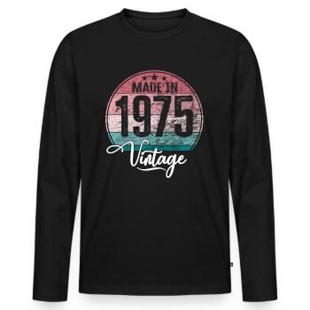 Vintage Made in 1975 Geburtsjahr 1975 Geburtstag - Männer Premium Bio Langarmshirt - Schwarz - Vorne - Nico (187cm)