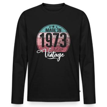 Millésime Fabriqué en 1973 Année de naissance 1973 Anniversaire - T-shirt manches longues Premium bio Homme - noir - Devant - Nico (187cm)