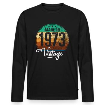 Vintage Made in 1973 Year of Birth 1973 Birthday - Men's Premium Organic Long Sleeve Shirt - black - Front - Nico (187cm)