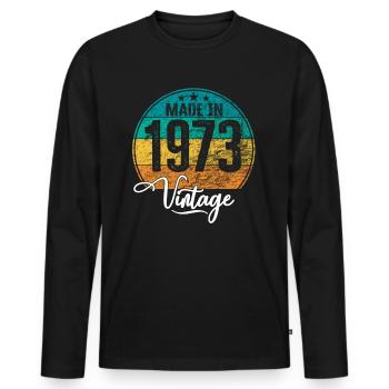 Millésime Fabriqué en 1973 Année de naissance 1973 Anniversaire - T-shirt manches longues Premium bio Homme - noir - Devant - Nico (187cm)