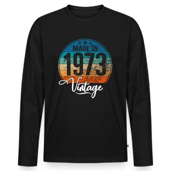 Vintage Made in 1973 Year of Birth 1973 Birthday - Men's Premium Organic Long Sleeve Shirt - black - Front - Nico (187cm)