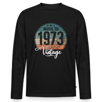 Millésime Fabriqué en 1973 Année de naissance 1973 Anniversaire - T-shirt manches longues Premium bio Homme - noir - Devant - Nico (187cm)