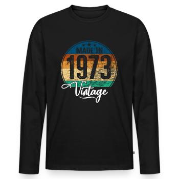 Millésime Fabriqué en 1973 Année de naissance 1973 Anniversaire - T-shirt manches longues Premium bio Homme - noir - Devant - Nico (187cm)