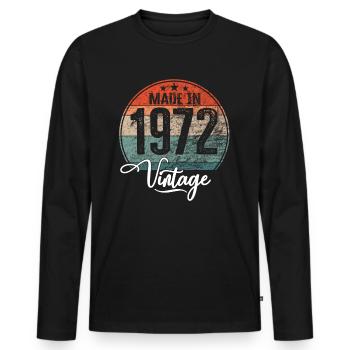 Vintage Made in 1972 Geburtsjahr 1972 Geburtstag - Männer Premium Bio Langarmshirt - Schwarz - Vorne - Nico (187cm)