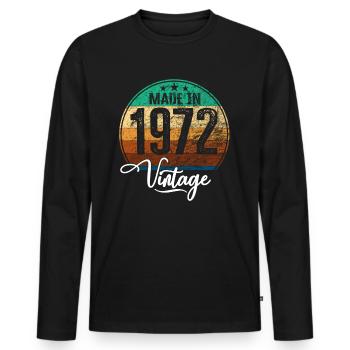 Vintage Made in 1972 Geburtsjahr 1972 Geburtstag - Männer Premium Bio Langarmshirt - Schwarz - Vorne - Nico (187cm)