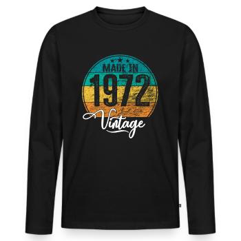 Millésime Fabriqué en 1972 Année de naissance 1972 Anniversaire - T-shirt manches longues Premium bio Homme - noir - Devant - Nico (187cm)