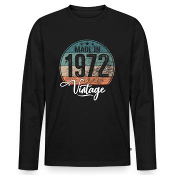 Vintage Made in 1972 Geburtsjahr 1972 Geburtstag - Männer Premium Bio Langarmshirt - Schwarz - Vorne - Nico (187cm)