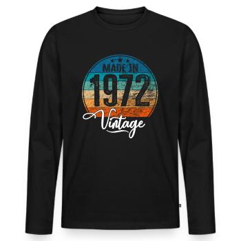 Vintage Made in 1972 Geburtsjahr 1972 Geburtstag - Männer Premium Bio Langarmshirt - Schwarz - Vorne - Nico (187cm)