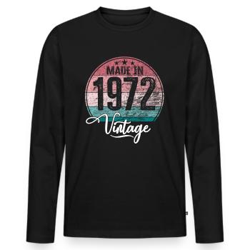 Millésime Fabriqué en 1972 Année de naissance 1972 Anniversaire - T-shirt manches longues Premium bio Homme - noir - Devant - Nico (187cm)