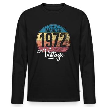 Vintage Made in 1972 Geburtsjahr 1972 Geburtstag - Männer Premium Bio Langarmshirt - Schwarz - Vorne - Nico (187cm)