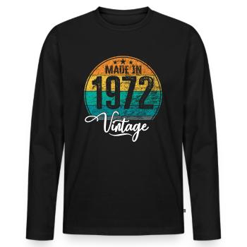 Vintage Made in 1972 Geburtsjahr 1972 Geburtstag - Männer Premium Bio Langarmshirt - Schwarz - Vorne - Nico (187cm)
