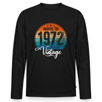 Vintage Made in 1972 Geburtsjahr 1972 Geburtstag - Männer Premium Bio Langarmshirt - Schwarz - Vorne - Nico (187cm)