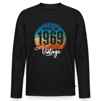 Vintage Made in 1969 Year of birth 1969 Birthday - Men's Premium Organic Long Sleeve Shirt - black - Front - Nico (187cm)