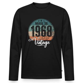 Vintage Fabriqué en 1968 Année de naissance 1968 Anniversaire - T-shirt manches longues Premium bio Homme - noir - Devant - Nico (187cm)