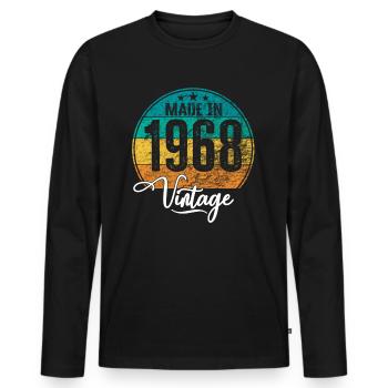 Millésime Fabriqué en 1968 Année de naissance 1968 Anniversaire - T-shirt manches longues Premium bio Homme - noir - Devant - Nico (187cm)