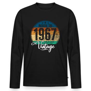 Millésime fabriqué en 1967 Année de naissance 1967 Anniversaire - T-shirt manches longues Premium bio Homme - noir - Devant - Nico (187cm)