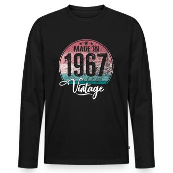 Vintage Fabriqué en 1967 Année de naissance 1967 Anniversaire - T-shirt manches longues Premium bio Homme - noir - Devant - Nico (187cm)