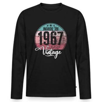 Millésime fabriqué en 1967 Année de naissance 1967 Anniversaire - T-shirt manches longues Premium bio Homme - noir - Devant - Nico (187cm)