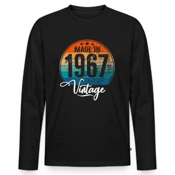 Millésime fabriqué en 1967 Année de naissance 1967 Anniversaire - T-shirt manches longues Premium bio Homme - noir - Devant - Nico (187cm)