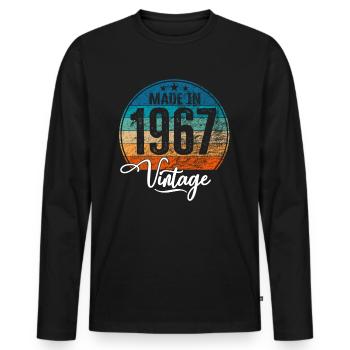 Vintage Made in 1967 Geburtsjahr 1967 Geburtstag - Männer Premium Bio Langarmshirt - Schwarz - Vorne - Nico (187cm)