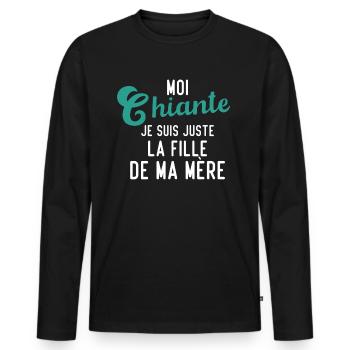 Moi chiante je suis juste la fille de ma mère - T-shirt manches longues Premium bio Homme - noir - Devant - Nico (187cm)