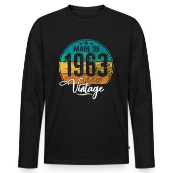 Millésime fabriqué en 1963 Année de naissance 1963 Anniversaire - T-shirt manches longues Premium bio Homme - noir - Devant - Nico (187cm)