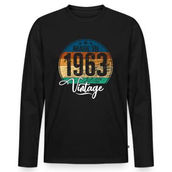 Vintage Made in 1963 Geburtsjahr 1963 Geburtstag - Männer Premium Bio Langarmshirt - Schwarz - Vorne - Nico (187cm)