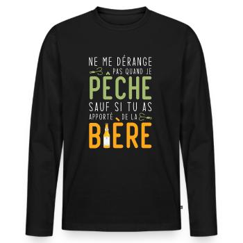 Je pêche sauf si tu as apportè de la bière - T-shirt manches longues Premium bio Homme - noir - Devant - Nico (187cm)