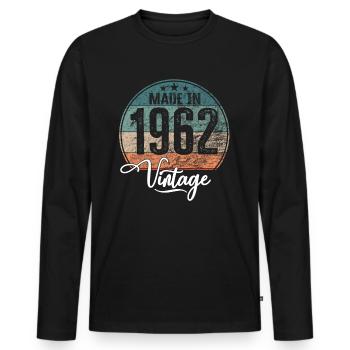 Vintage Made in 1962 Geburtsjahr 1962 Geburtstag - Männer Premium Bio Langarmshirt - Schwarz - Vorne - Nico (187cm)
