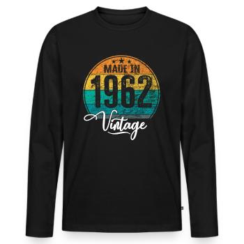 Vintage Made in 1962 Geburtsjahr 1962 Geburtstag - Männer Premium Bio Langarmshirt - Schwarz - Vorne - Nico (187cm)