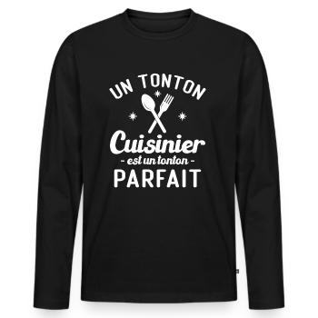 Un tonton cuisinier est un tonton parfait - T-shirt manches longues Premium bio Homme - noir - Devant - Nico (187cm)