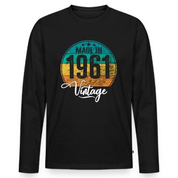 Millésime fabriqué en 1961 Année de naissance 1961 Anniversaire - T-shirt manches longues Premium bio Homme - noir - Devant - Nico (187cm)