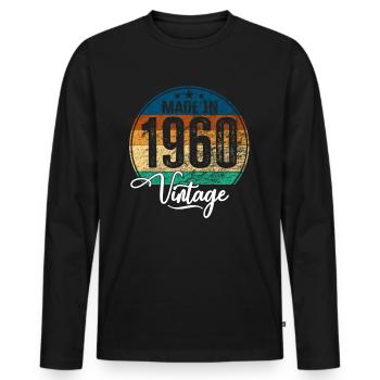 Vintage Made in 1960 Geburtsjahr 1960 Geburtstag - Männer Premium Bio Langarmshirt - Schwarz - Vorne - Nico (187cm)