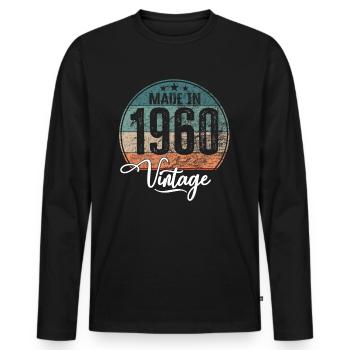 Vintage Made in 1960 Geburtsjahr 1960 Geburtstag - Männer Premium Bio Langarmshirt - Schwarz - Vorne - Nico (187cm)