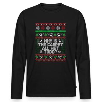 Warum ist der Teppich ganz nass Todd? - Männer Premium Bio Langarmshirt - Schwarz - Vorne - Nico (187cm)